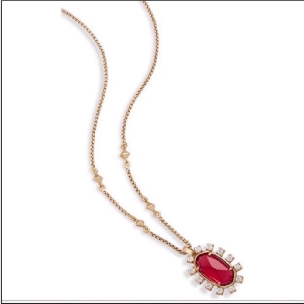 Kendra Scott Brett Adjustable Gold Red Pendant Necklace NWT Gift Jewelry